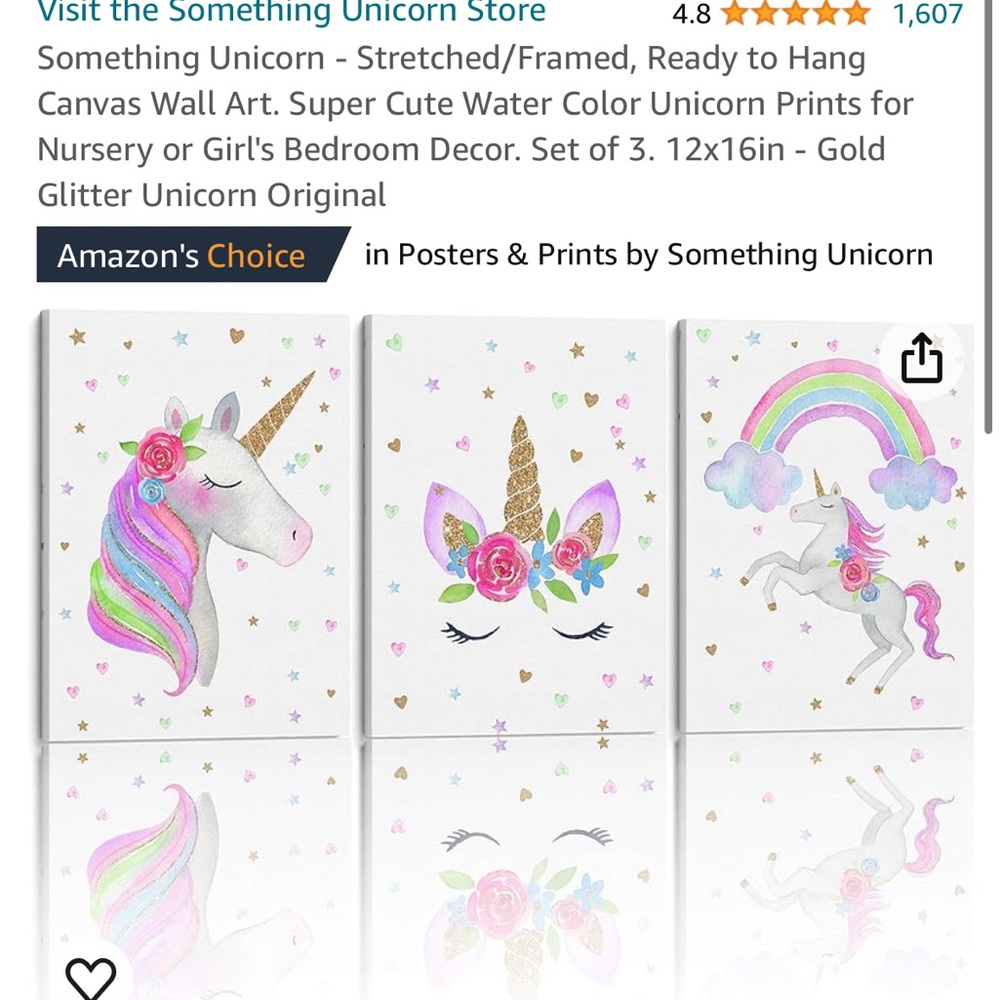 Something Unicorn - Stretched/Framed, Ready to Hang Canvas Wall Art.